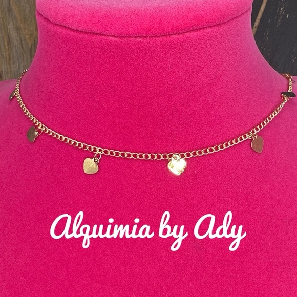 COPY - 18K GOLD PLATED DAINTY MULTI HEART CHARMS NECKLACE - Picture 1 of 1